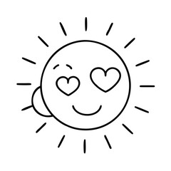 smiling sun with heart icon, smiling sun with heart line art - simple line art of smiling sun with heart, perfect for smiling sun with heart logos and icons