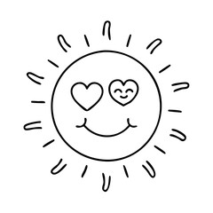 smiling sun with heart icon, smiling sun with heart line art - simple line art of smiling sun with heart, perfect for smiling sun with heart logos and icons