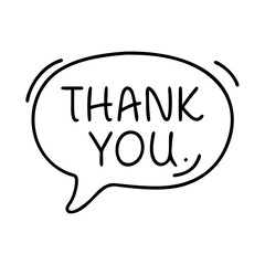 speech bubble with thank you icon, speech bubble with thank you line art - simple line art of speech bubble with thank you, perfect for speech bubble with thank you logos and icons