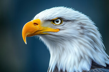 Fototapeta premium Bald Eagle Portrait of Independence. A close-up portrait of a majestic bald eagle with piercing eyes, symbolizing freedom.