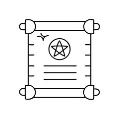 spell scroll icon, spell scroll line art - simple line art of spell scroll, perfect for spell scroll logos and icons