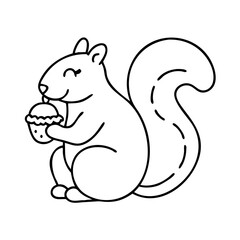squirrel with acorn icon, squirrel with acorn line art - simple line art of squirrel with acorn, perfect for squirrel with acorn logos and icons