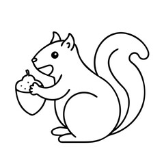 squirrel with acorn icon, squirrel with acorn line art - simple line art of squirrel with acorn, perfect for squirrel with acorn logos and icons