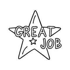 star with great job text icon, star with great job text line art - simple line art of star with great job text, perfect for star with great job text logos and icons