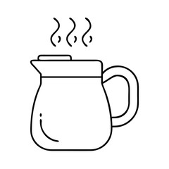 steaming coffee pot icon, steaming coffee pot line art - simple line art of steaming coffee pot, perfect for steaming coffee pot logos and icons