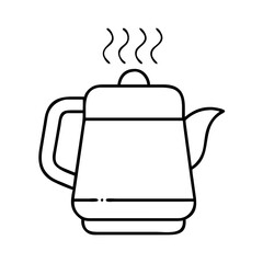 steaming coffee pot icon, steaming coffee pot line art - simple line art of steaming coffee pot, perfect for steaming coffee pot logos and icons