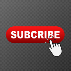 Subscribe button and cursor. Click. Vector illustration