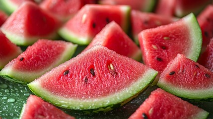 A close up of a watermelon with a few slices missing