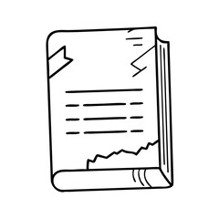 tattered book cover icon, tattered book cover line art - simple line art of tattered book cover, perfect for tattered book cover logos and icons