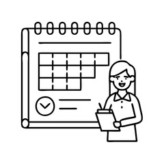 teacher s planner icon, teacher s planner line art - simple line art of teacher s planner, perfect for teacher s planner logos and icons