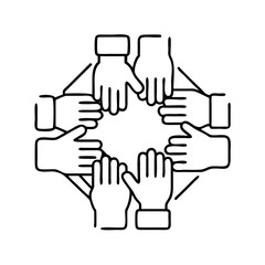 teamwork symbol multiple hands icon, teamwork symbol multiple hands line art - simple line art of teamwork symbol multiple hands, perfect for teamwork symbol multiple hands logos and icons