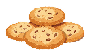 Cookies Biscuit with Chips Topping - Vector Illustration