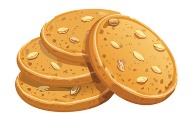 Biscuit with Almond Chip - Vector Illustration