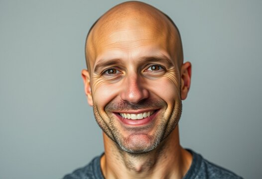 Portrait of a bald man with a friendly smile