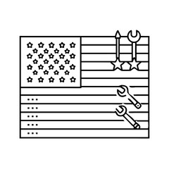 Obraz premium usa flag with tools icon, usa flag with tools line art - simple line art of usa flag with tools, perfect for usa flag with tools logos and icons