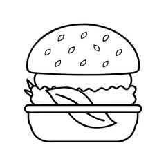 vegan burger icon, vegan burger line art - simple line art of vegan burger, perfect for vegan burger logos and icons