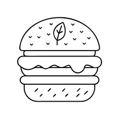vegan burger icon, vegan burger line art - simple line art of vegan burger, perfect for vegan burger logos and icons