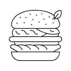 vegan burger icon, vegan burger line art - simple line art of vegan burger, perfect for vegan burger logos and icons