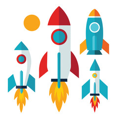 Rocket set icon isolated on white background