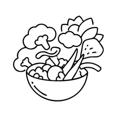 veggie stir fry icon, veggie stir fry line art - simple line art of veggie stir fry, perfect for veggie stir fry logos and icons