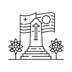 veterans memorial icon, veterans memorial line art - simple line art of veterans memorial, perfect for veterans memorial logos and icons