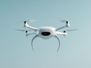 Naklejka premium 3D futuristic food delivery drone, clear blue sky behind, minimal composition, use for food tech banners