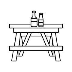 wooden beer table icon, wooden beer table line art - simple line art of wooden beer table, perfect for wooden beer table logos and icons
