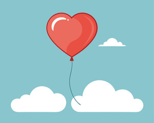 Heart Shaped Balloon Floating Towards The Sky