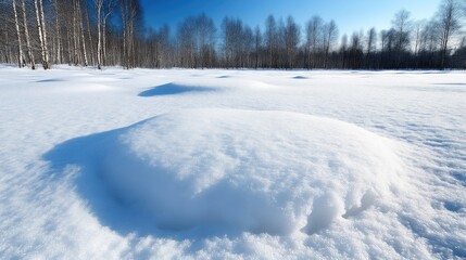 Snowy landscape with mounds