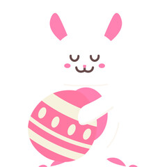 Easter Bunny Hugging Egg Illustration