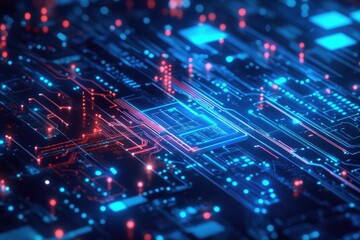 Obraz premium A Glimpse into the Heart of the Machine Electric Circuitry and Digital Landscapes