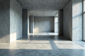 Selective focus on abstract gray ceiling surface with shadowed corners, room, shadow