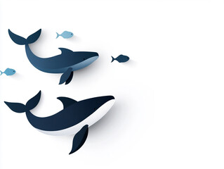 Fototapeta premium Vector art of clean ocean campaign, save the whales 