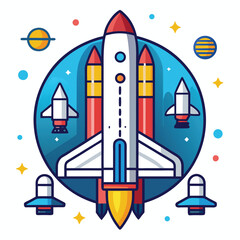 Fototapeta premium Space shuttle set icon isolated on white background