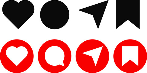 Social Media Interaction Icons – Like, Comment, Share, Save, and Engagement Buttons