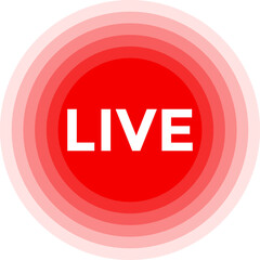 Red Live Streaming Icons – Broadcast, Online Video, and Social Media Symbols