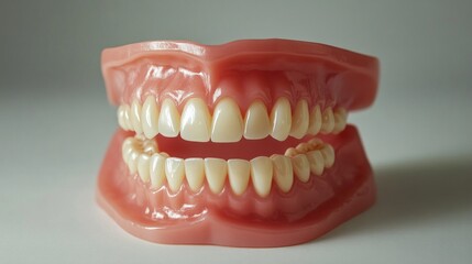 Fototapeta premium A close up of a fake tooth with a pink color