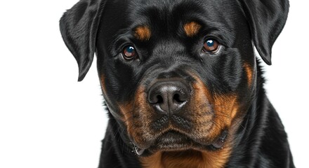 Fototapeta premium Close up Portrait of a Rottweiler Dog Powerful Breed Canine Pet Animal