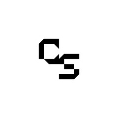 sporty style monogram cool minimalist logo CS Initial square concept Alphabet