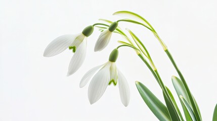 Obraz premium snowdrop flowers isolated on white background,Bouquet of snowdrops on a white background 