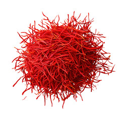 Naklejka premium Saffron spice threads (strands) isolated on white background
