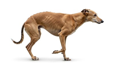 Leaning Whippet Dog Breed Canine Profile Brown Short Hair Elegant Posture Studio Shot