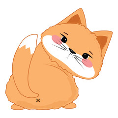 Adorable kitten with big eyes and raised tail, friendly character, perfect for kids designs and decor.