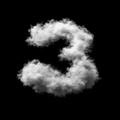 Cumulus Cloud Number 3 Overlay - Stunning Dreamy Text Effect for Ethereal Designs. Perfect for Whimsical, Creative and Fantasy Projects. 