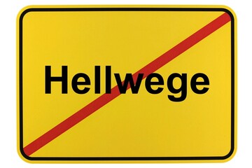 Illustration eines Ortsschildes der Gemeinde Hellwege in Niedersachsen