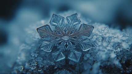 Beautiful symmetrical snowflake with fine details.