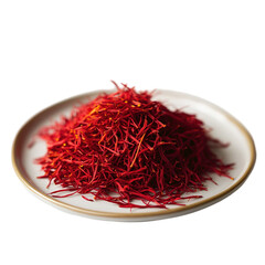 Fototapeta premium Saffron spice threads (strands) isolated on white background