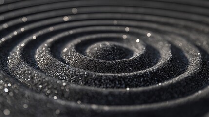 Black sand with a wavy ripple pattern.