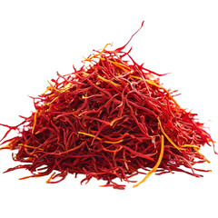 Naklejka premium Saffron spice threads (strands) isolated on white background