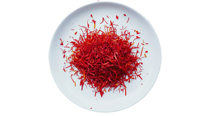 Naklejka premium Saffron spice threads (strands) isolated on white background